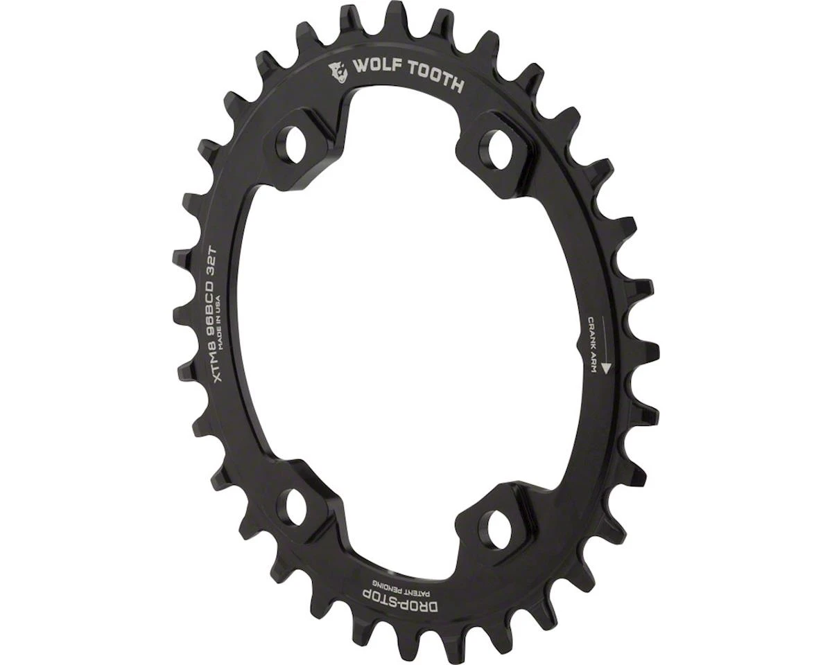 Wolf Tooth Components PowerTrac Elliptical Chainring (Black) (Drop-Stop A) (Single) (32T) (96mm Shimano Asym. BCD) (XT M8000/SLX M7000)