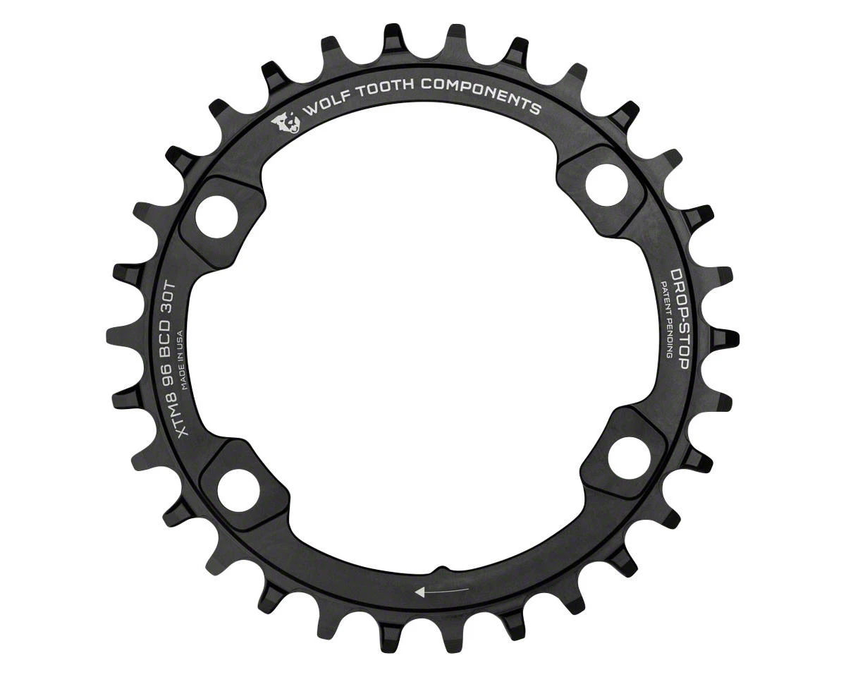 Wolf Tooth Components Shimano Chainring (Black) (XT 8000/SLX M7000) (Drop-Stop A) (Single) (30T) (96mm BCD)